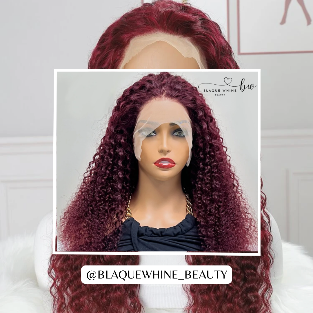 Burgundy Curly Frontal Wig